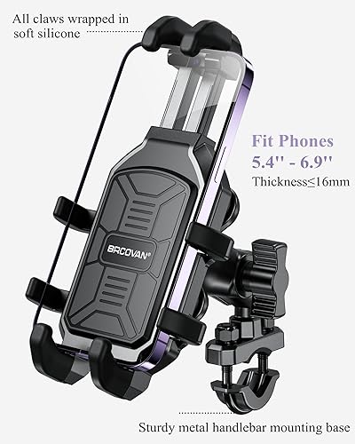 Miniatura 3 de BRCOVAN Soporte de teléfono para motocicleta con amortiguador de vibraciones, soporte de teléfono de motocicleta antivibración, soporte ajustable