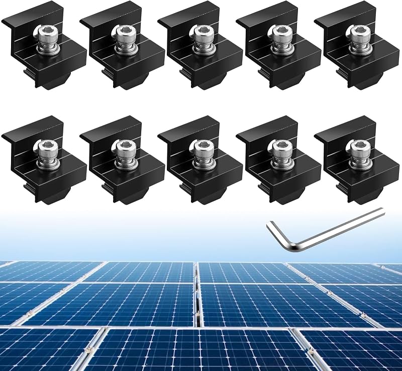 Kit de grampos finais para painel solar Anbte, alumínio, ajuste para painéis de 30 e 35 mm, 10 peças