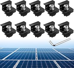 10pcs Solar Panel End Clamp 30mm/35mm, Anbte Aluminum Z Brackets for Solar Panels Solar Mounting Brackets Kit with Nuts Bolts for Solar Panel Pv Mounting System Install Accessories (Black)