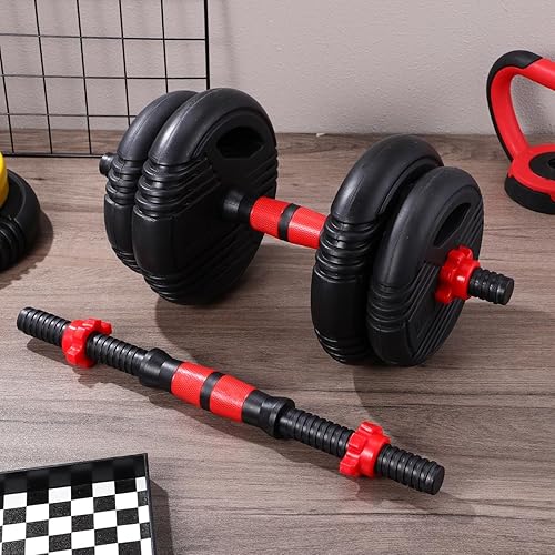 Miniatura 7 de Garneck Asas de mancuernas roscadas, 2 asas ajustables con 4 collares de bloqueo giratorio de 1 pulgada para entrenamiento deportivo