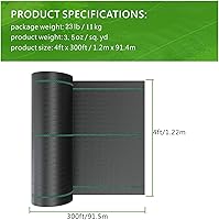 Vista 6 de Tela de barrera de malezas de 4 pies x 300 pies, resistente de alta calidad, 3.5 onzas, cubierta de suelo de PP, barrera de malezas, tela