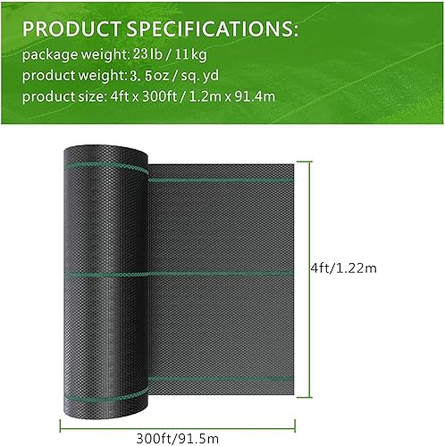 Miniatura 6 de Tela de barrera de malezas de 4 pies x 300 pies, resistente de alta calidad, 3.5 onzas, cubierta de suelo de PP, barrera de malezas, tela