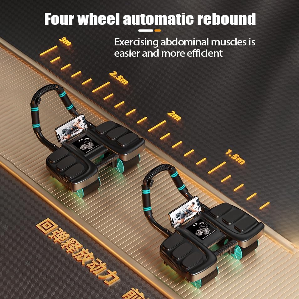 Image of 2025 New Ab Wheel Roller with Elbow Support - Automatic Rebound Abdominal Wheel Roller, The Upgraded Four-wheel Abdominal Wheel Core Workout Equipment Home Gym Abs Machine