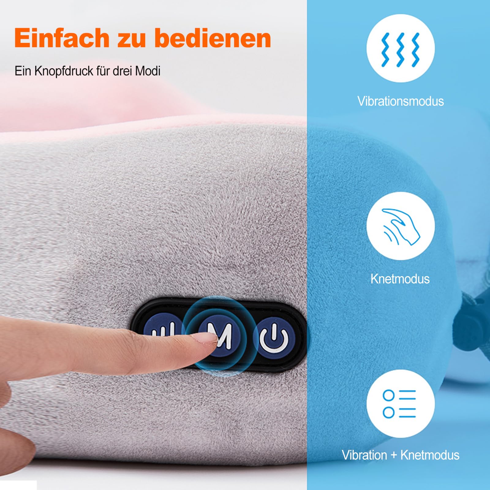 Ergocar Massagekissen Nackenmassagegerät Massagegerät für Cervical Muskelschmerzen lindern U-förmiges Massagekissen Für Spannungsabbau Für Heimauto und Büro (Braun)