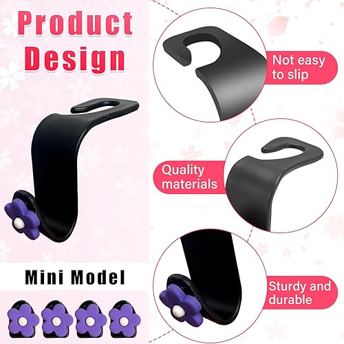 Miniatura 9 de Augeny 8 ganchos para reposacabezas de asiento de automóvil, organizador de almacenamiento para colgar ganchos de asiento de automóvil, ganchos