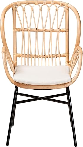 Miniatura 4 de bali & pari Caelia - Silla de comedor moderna bohemia de ratán natural y metal negro