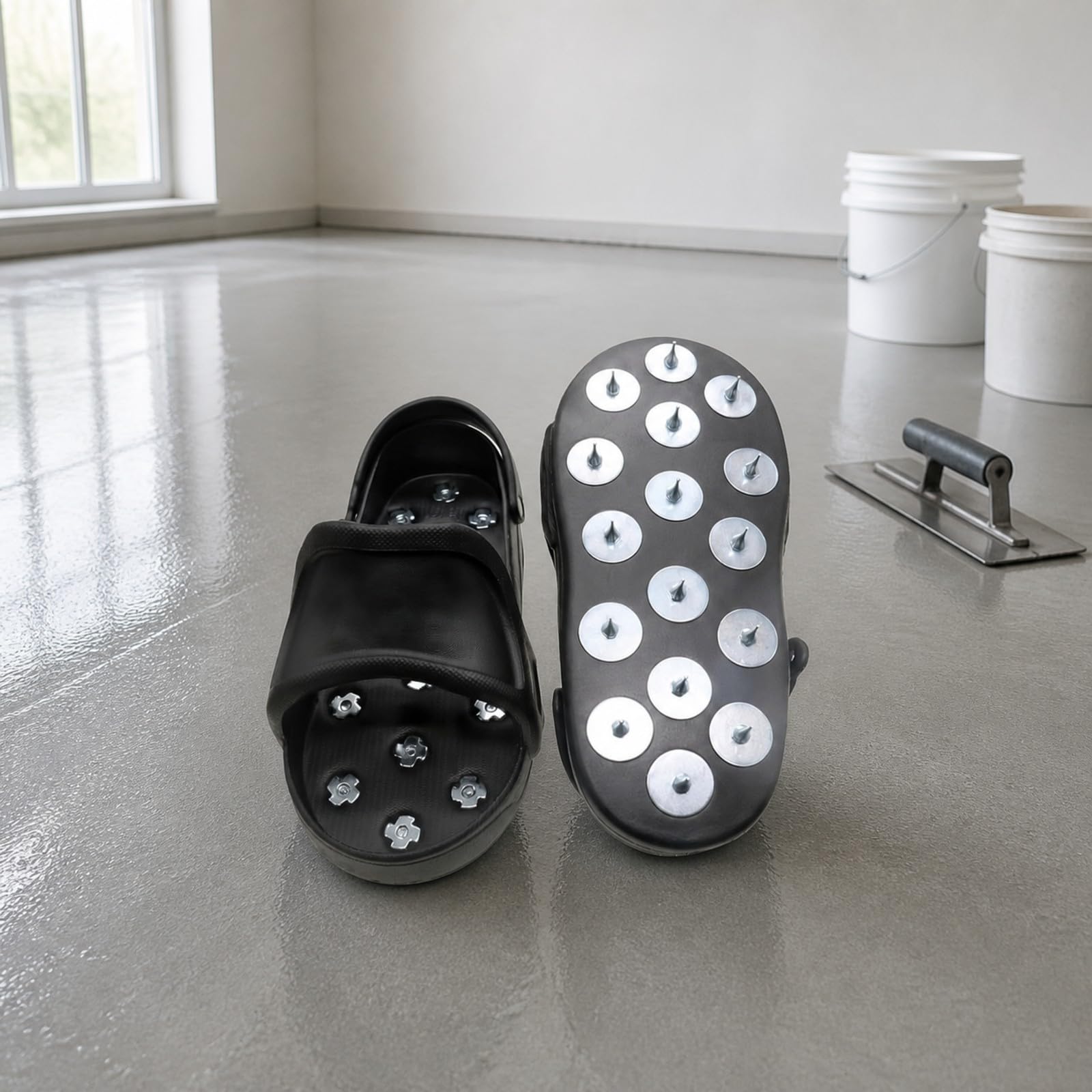 Baoblaze Calzado Funcional con Clavos Acero y Placas Redondas Metal para Evitar Resbalones en Superficies Húmedas con Abertura en la Punta y Tirante Talón Seguro