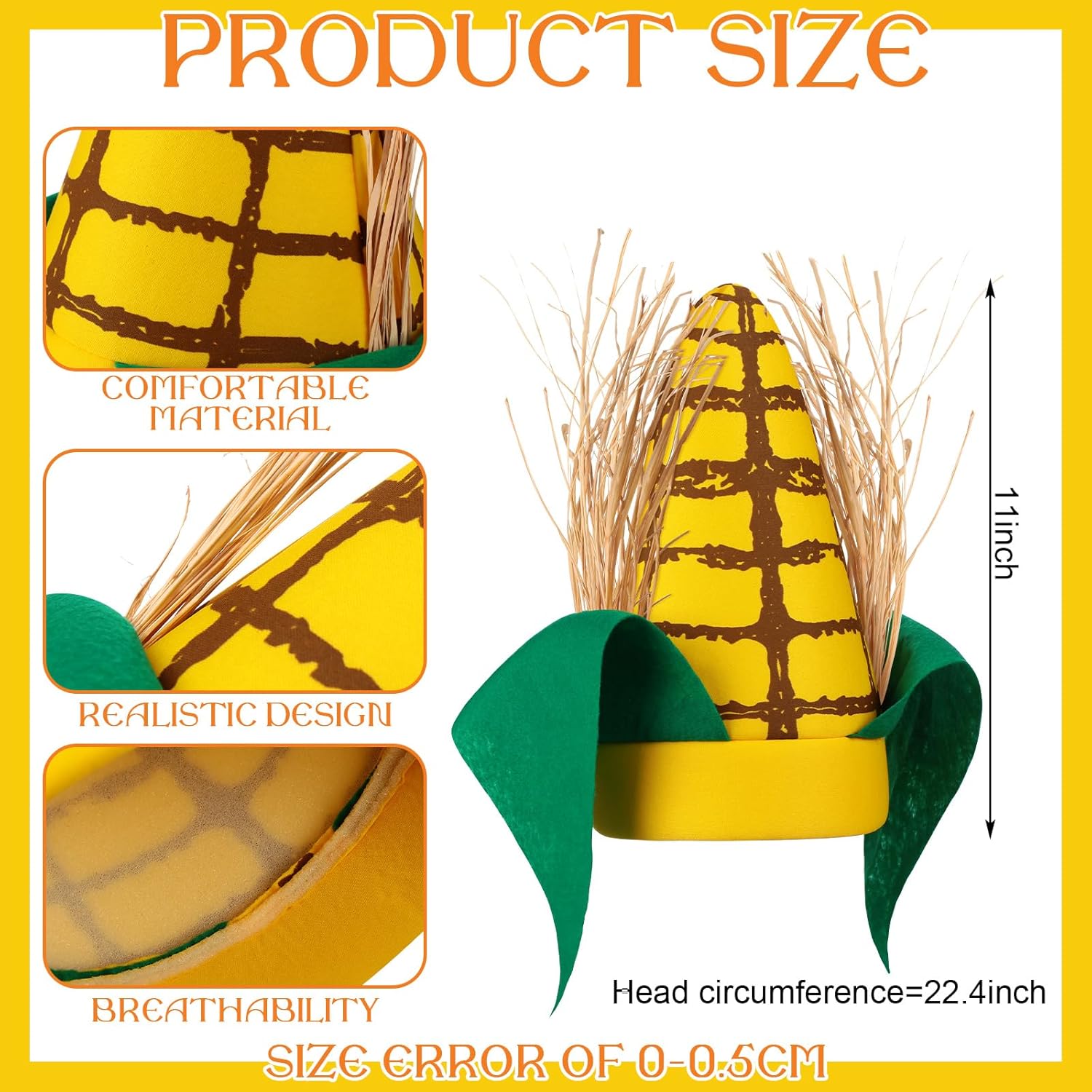 Berlune Funny Corn Hats Corn Cob Hat for Adults Thanksgiving Party Accessories - Image 2