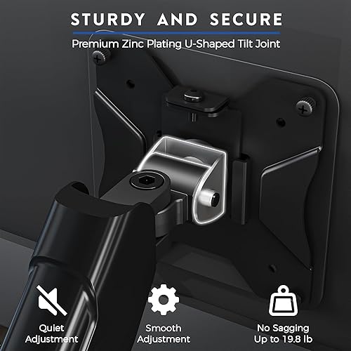 Miniatura 2 de BONTEC Soporte de escritorio con brazo para monitor, soporte de monitor de resorte de gas, VESA ajustable de movimiento completo con abrazadera C y