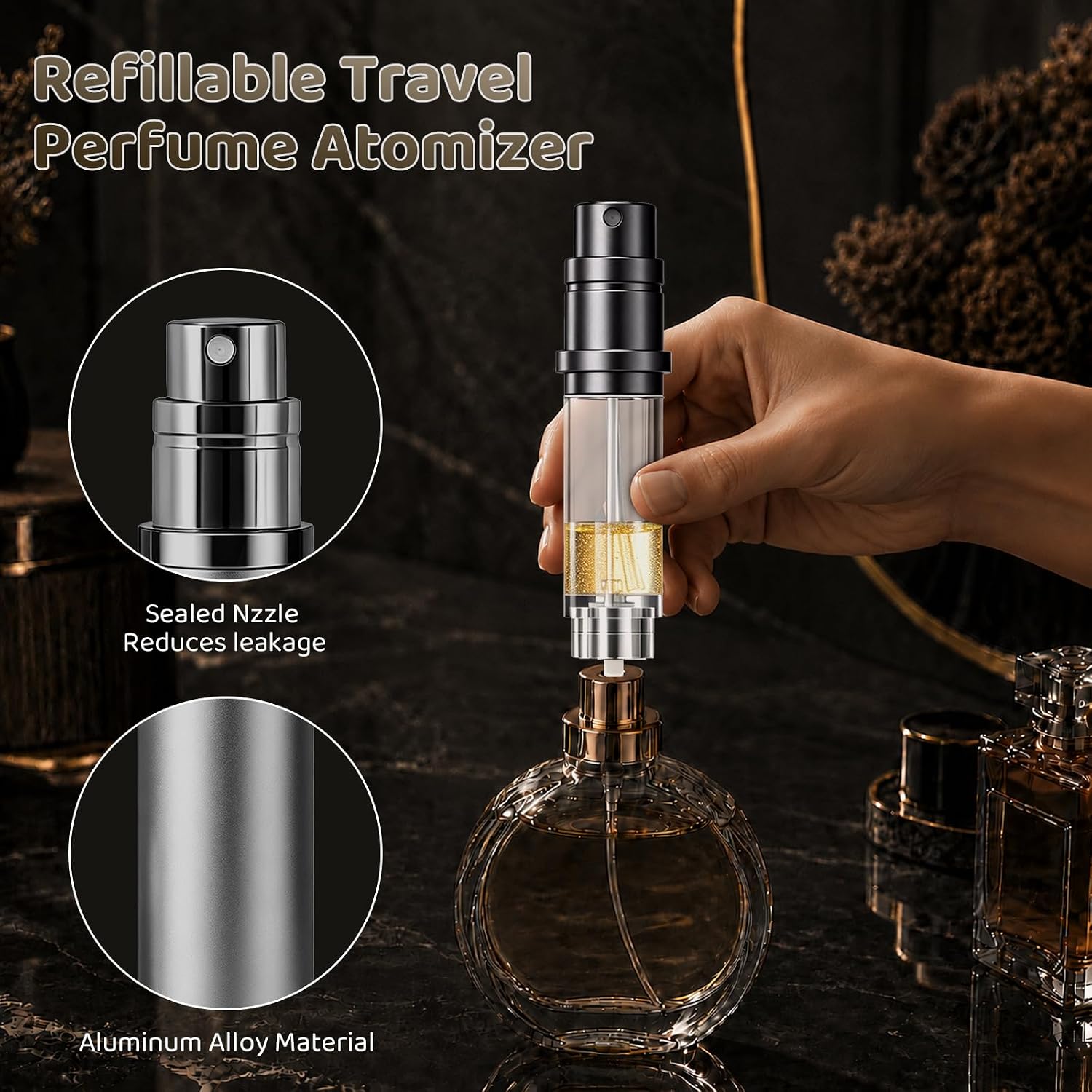 Perfume Travel Refillable Bottle 5ml Bottom-Filling Perfume Atomizer image 4
