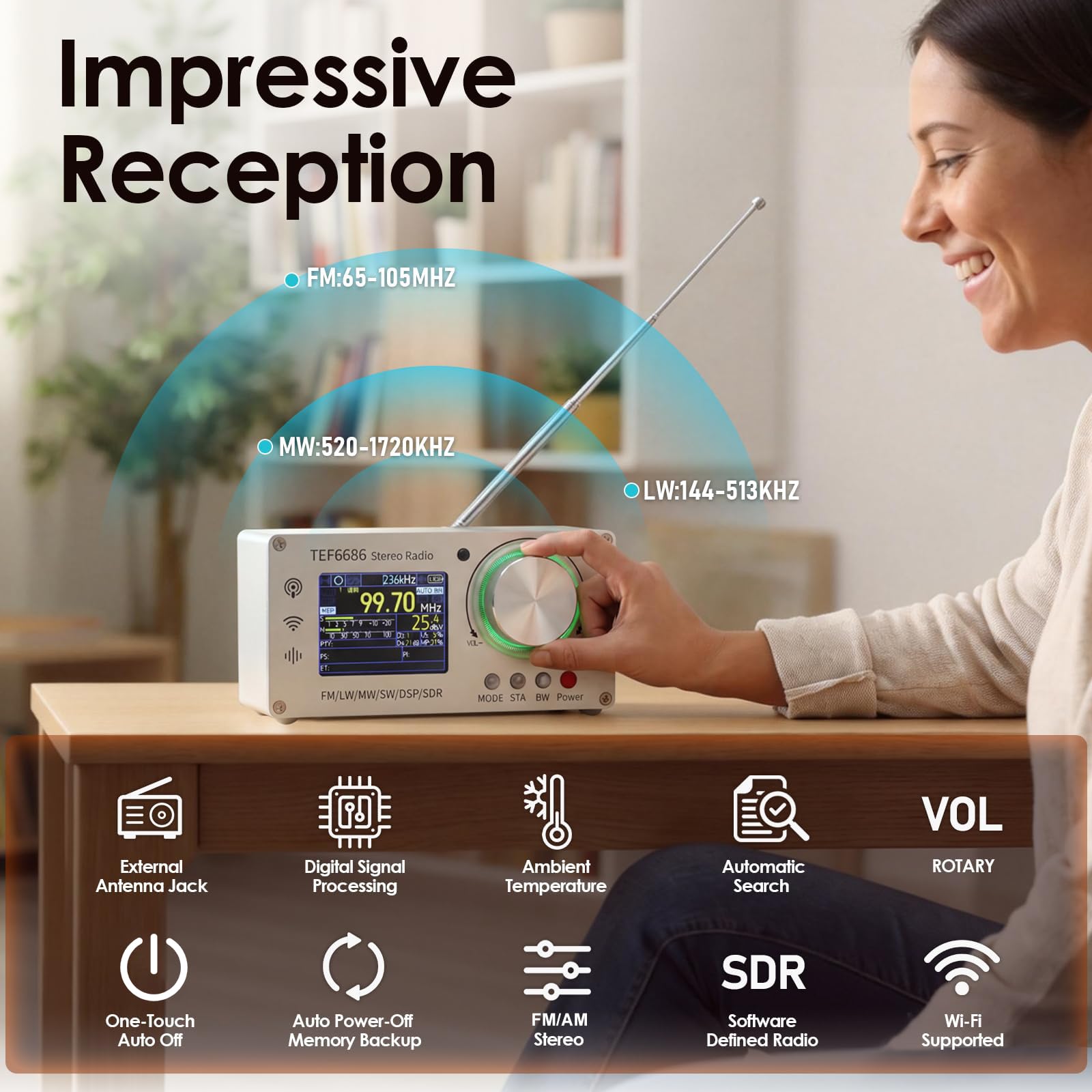 Amazon.com: Ksaipx TEF6686 Full‑Band DSP Shortwave Radio with TFT