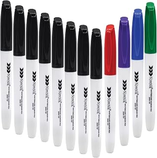 NIMNIK Whiteboard Marker Pens Fine Tip - Smudge Free Dry Erase Markers Whiteboard Pens 3mm 12 Pack Low Odour Fine White Board Markers for Kids Teachers Office School Supplies