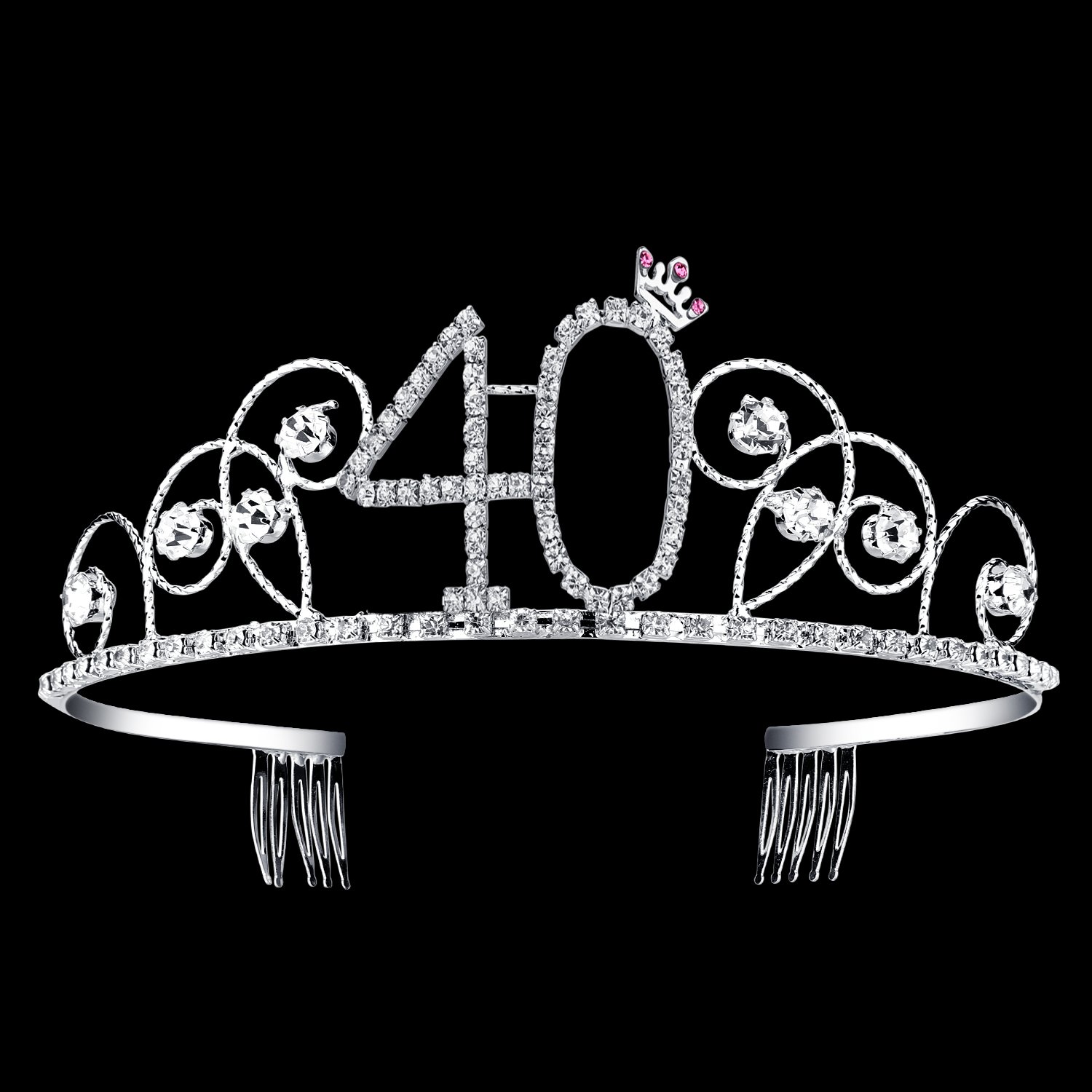 BABEYOND Crystal Birthday Tiara Crown Princess Birthday Crown Hair Accessories Happy 40th Birthday Crown Tiara for Women (40 Birth)