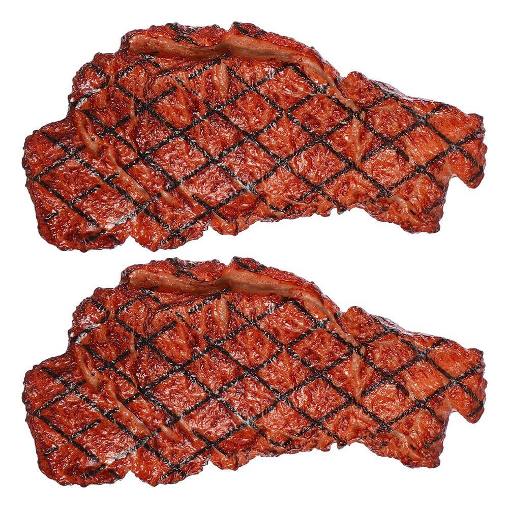 CTRLZS 2Piece Simulation Steak Models Cooked Roast Beef Meat Home Kitchen Market Display Photography Props Artificial PVC Steak