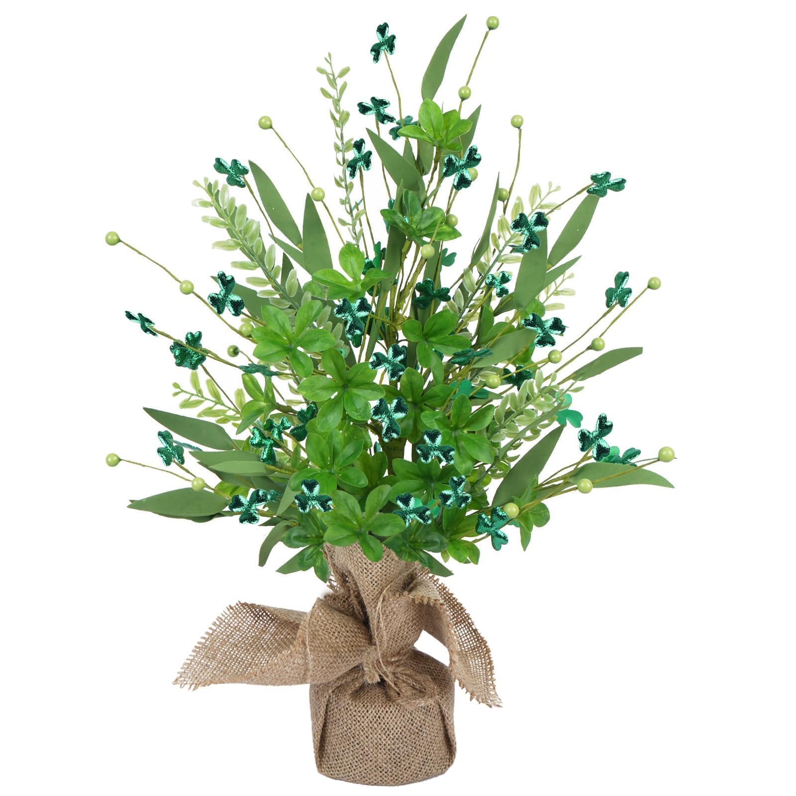 NAHUAA Shamrock Tree St Patricks Day Decor St. Patrick's Day Tree 19.7 Inch Irish St Patricks Day Table Top Decor Decorations Tree Centerpiece Tree Decorations with Good Luck Clover for Festival Home