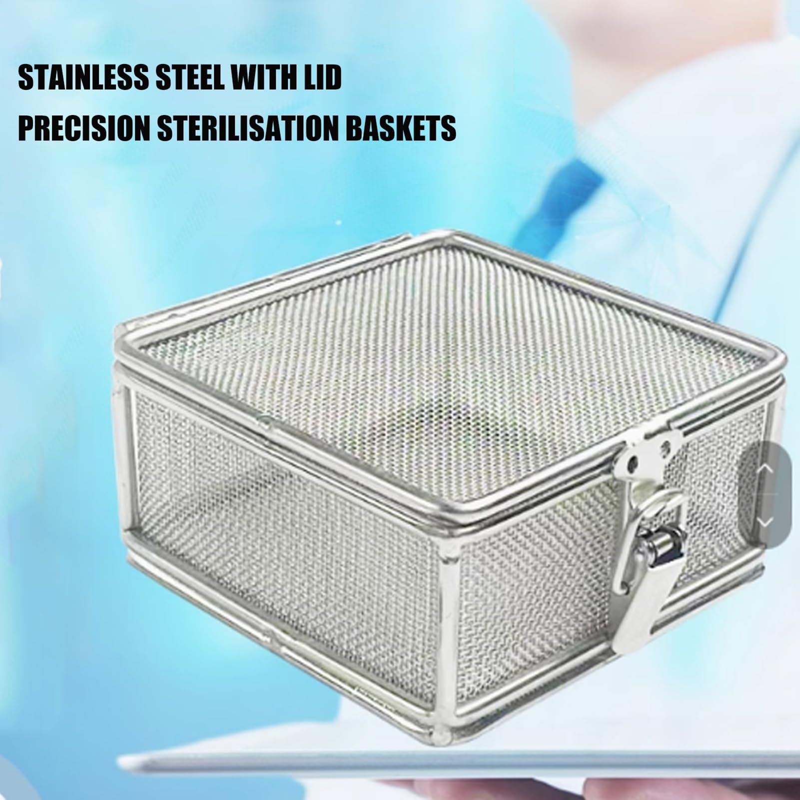 Cestini di sterilizzazione per strumenti dentali medici chirurgici, vassoio di disinfezione medica perforato con coperchio, acciaio inossidabile 304