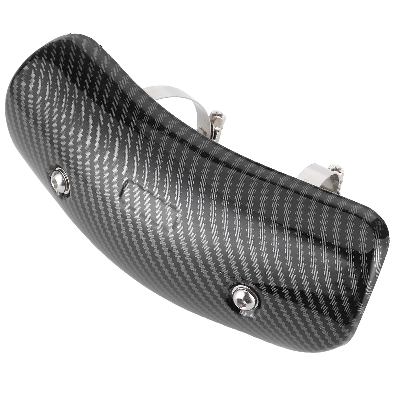 Bouclier Thermique de Tuyau D'échappement, Protections de Bouclier Thermique de Tuyau Central D'échappement Couvrent la Modification Universelle pour la Moto (Motif en fibre de carbone d'