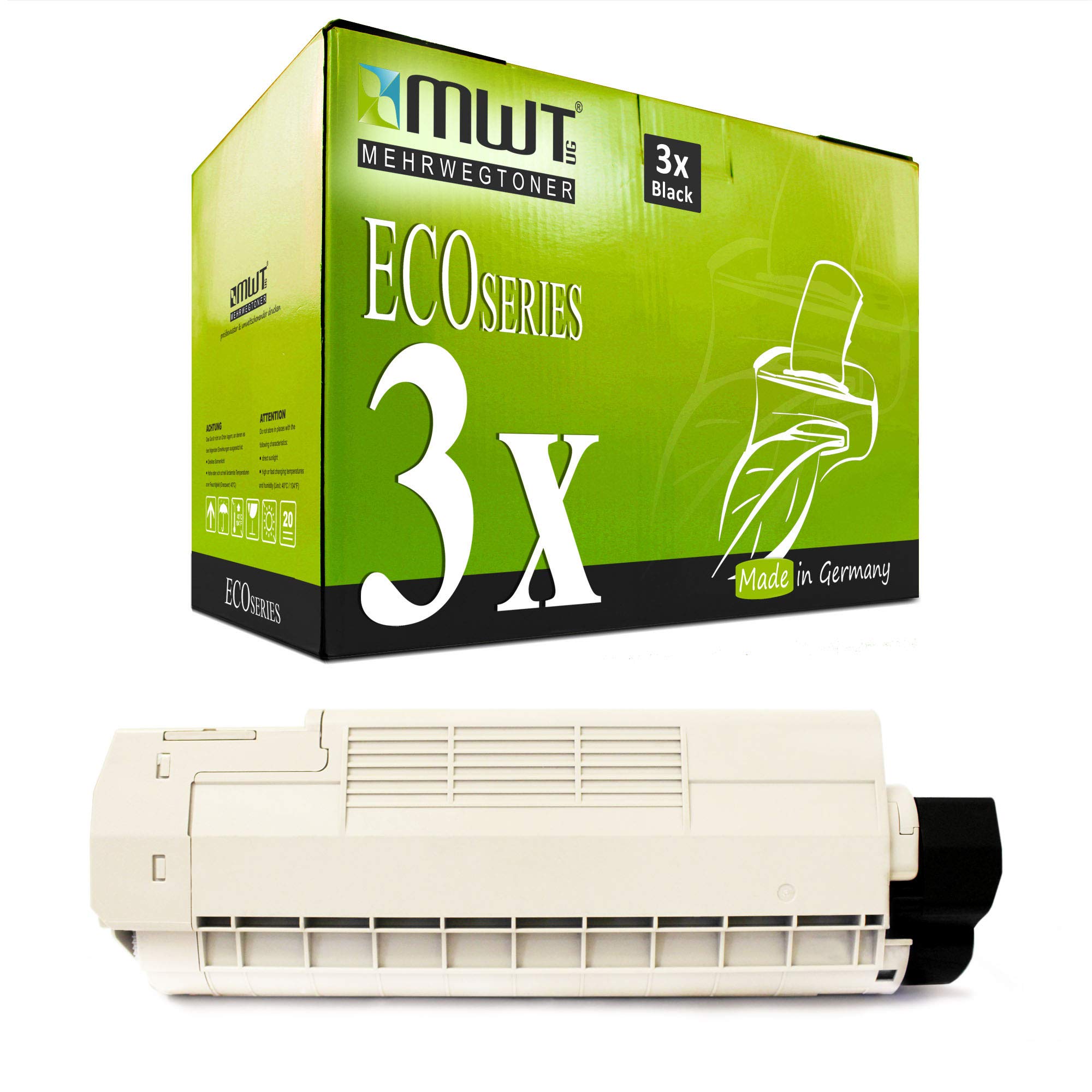 3X MWT Cartucho Compatible para Oki ES 6410 DN sustituye Negro Laser Toner Cartucho