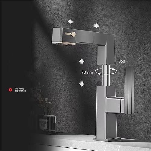 Miniatura 4 de Grifo de baño con rociador extraíble, pantalla de temperatura, lavabo de latón, grifo mezclador frío caliente, corriente de agua de un solo orificio