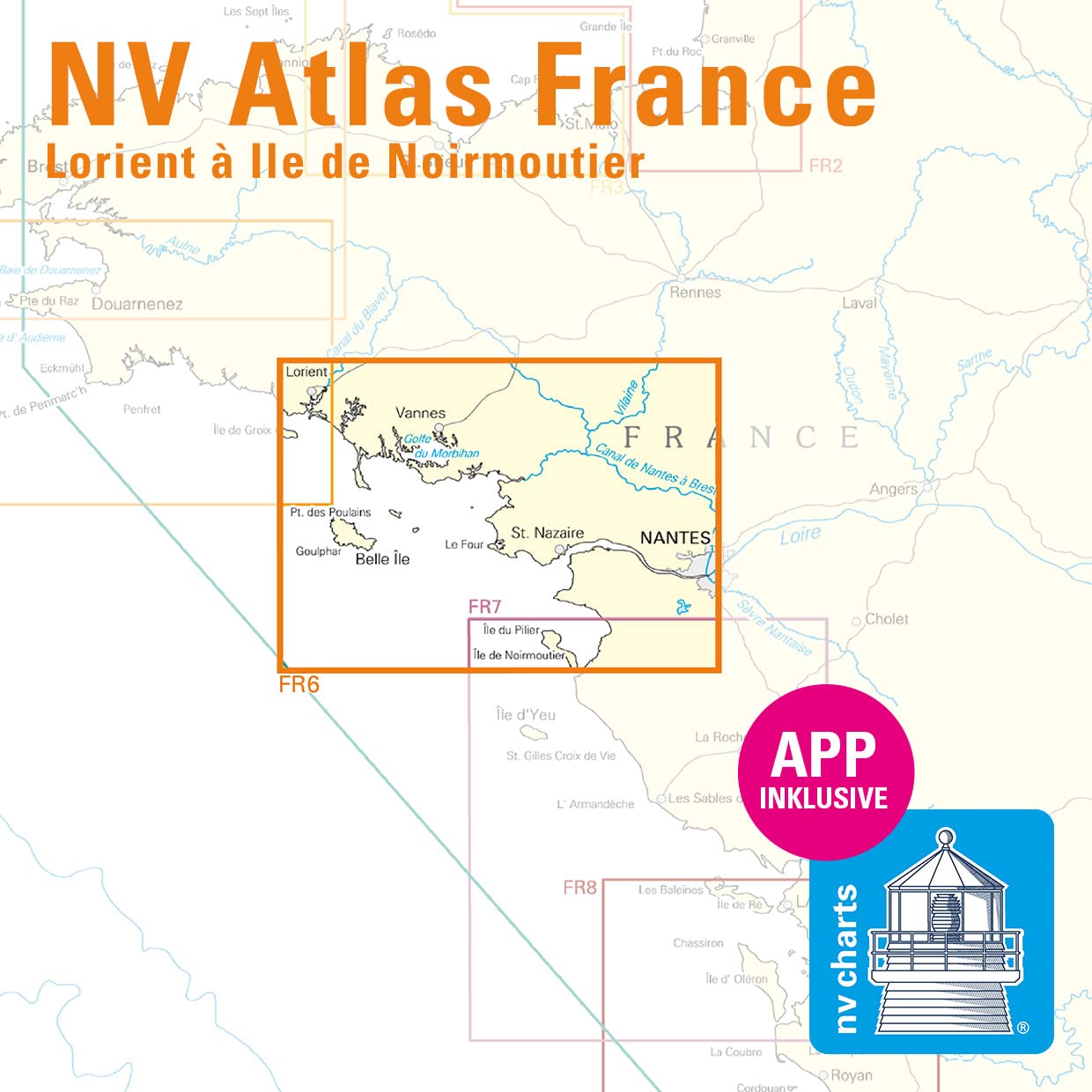 NV Atlas France FR 6 mit App Lizenz- Seekarte Frankreich - Lorient to ILE de Noirmoutier - Nantes