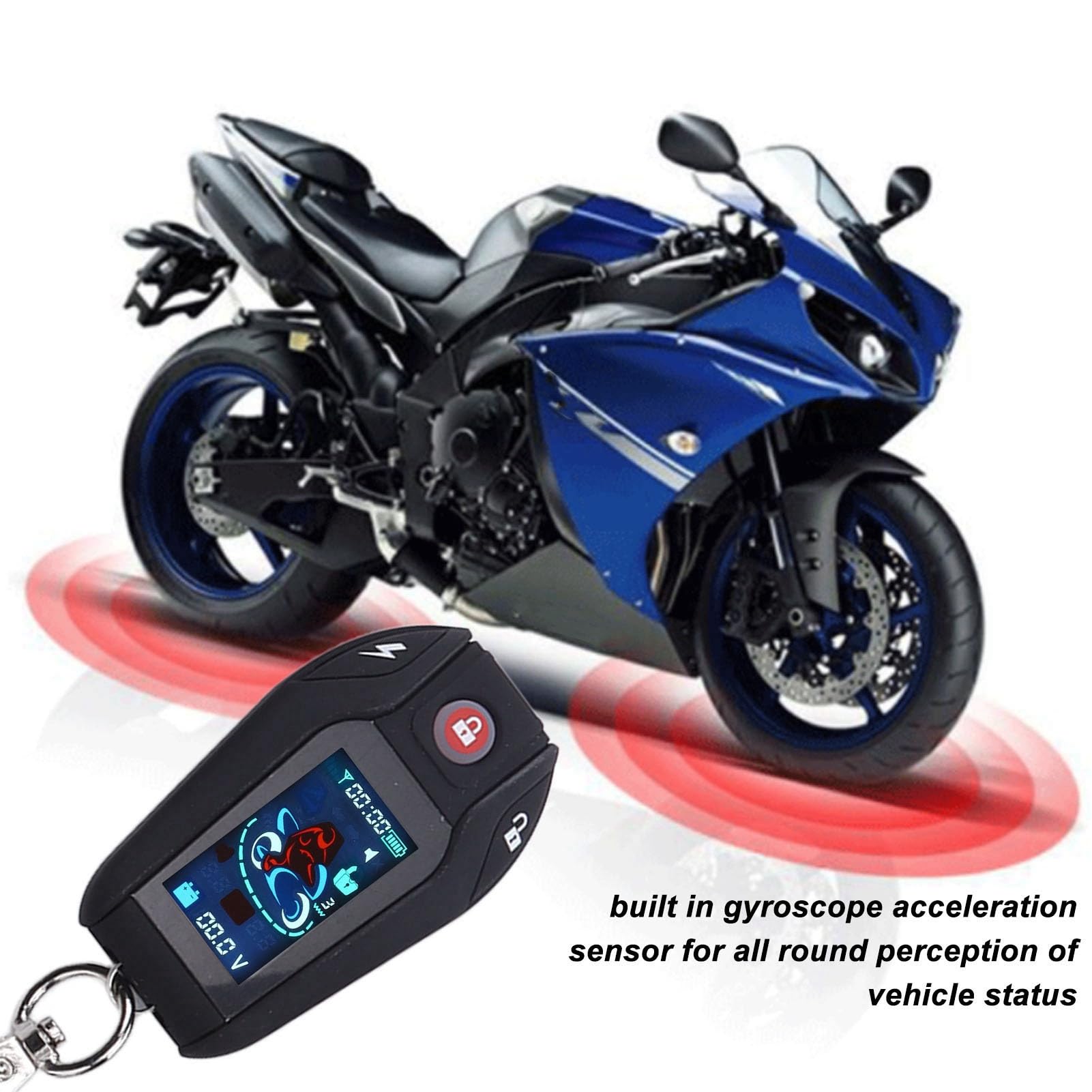 di Allarme per Motocicletta a 2 Vie, Kit Dispositivo Antifurto per Moto Multifunzione PKE Sensing 12V Display LCD Telecomando Universale per Fuoristrada ATV (Custodia