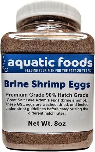 Aquatic Foods Inc. Huevos de artemia de camarones en salmuera, grado premium del 90% de tasa de eclosión de The Great Salt Lake, Utah, EE. UU.,