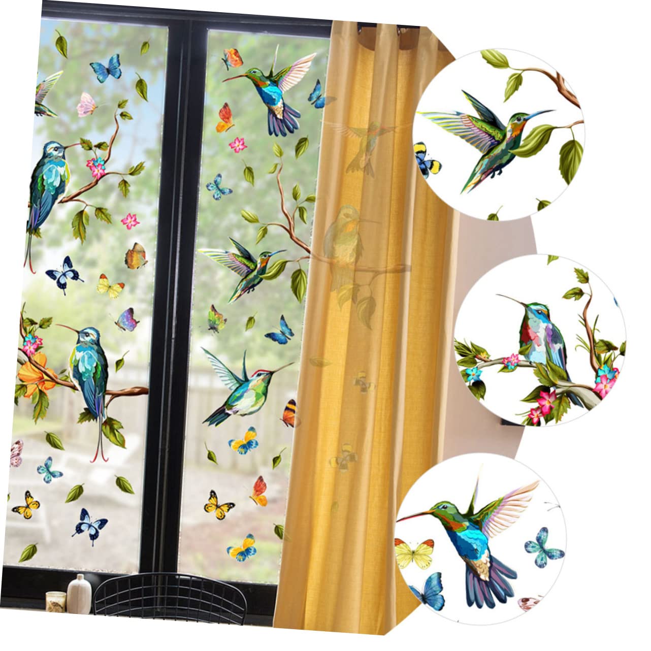 GLEAVI 3 Set Adesivi Statici per Finestre con Design Primaverile Uccelli e Farfalle Decorazioni Adesive per Specchi Facili da Applicare e Rimuovere per Festive e Calde