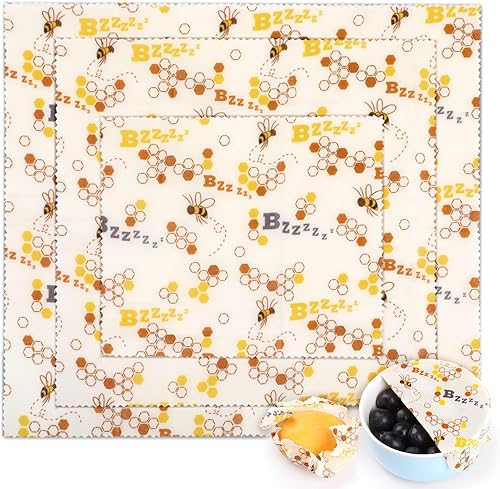 Miniatura 9 de GeeRic Envoltura de cera de abeja orgánica para alimentos, 3 piezas de envolturas de cera de abejas sostenibles, envoltura de sándwich de pan, cero