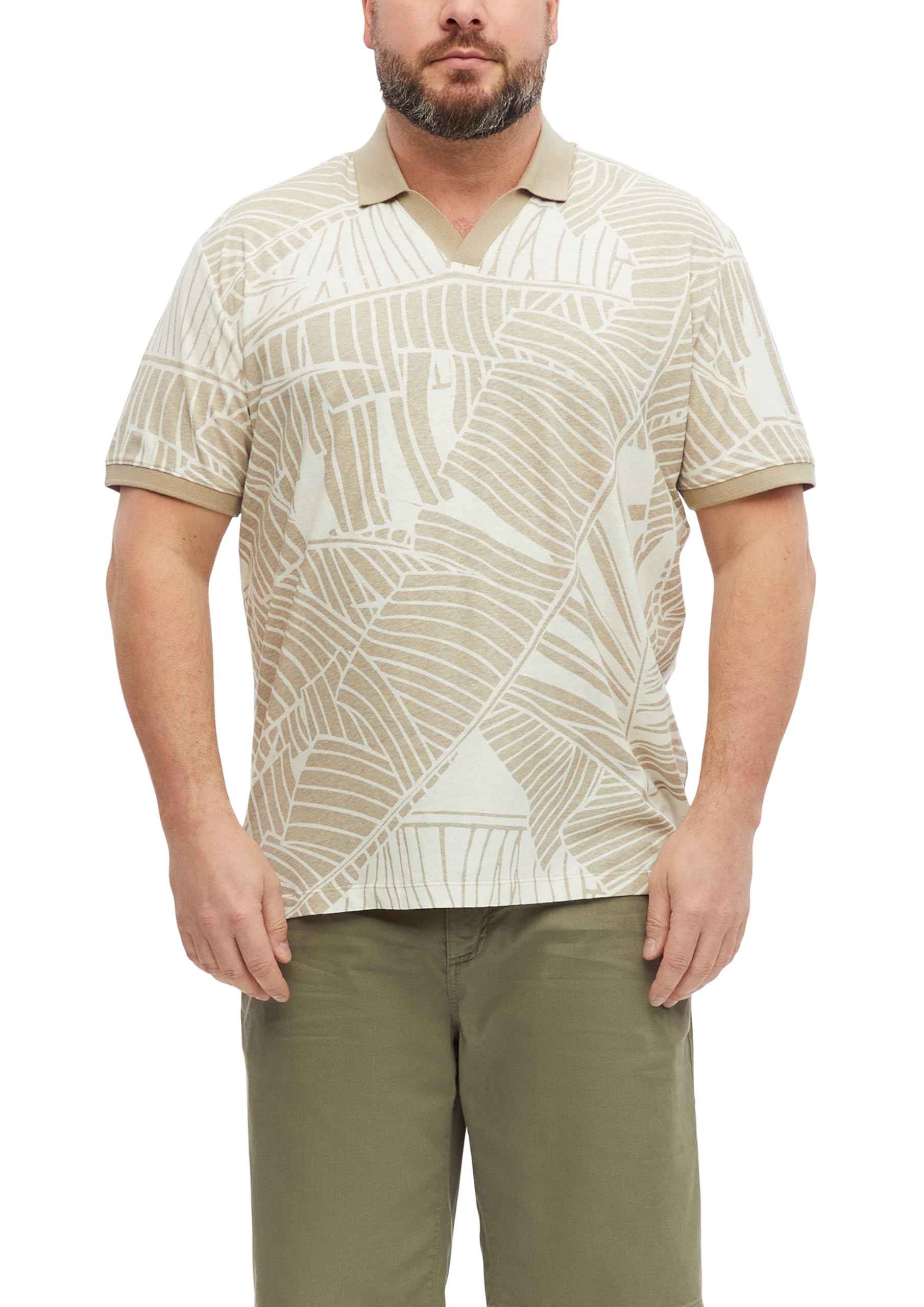 s.Oliver Men's 2181095 Polo Shirt with All-Over Print (Pack of 1), Brown, XXL