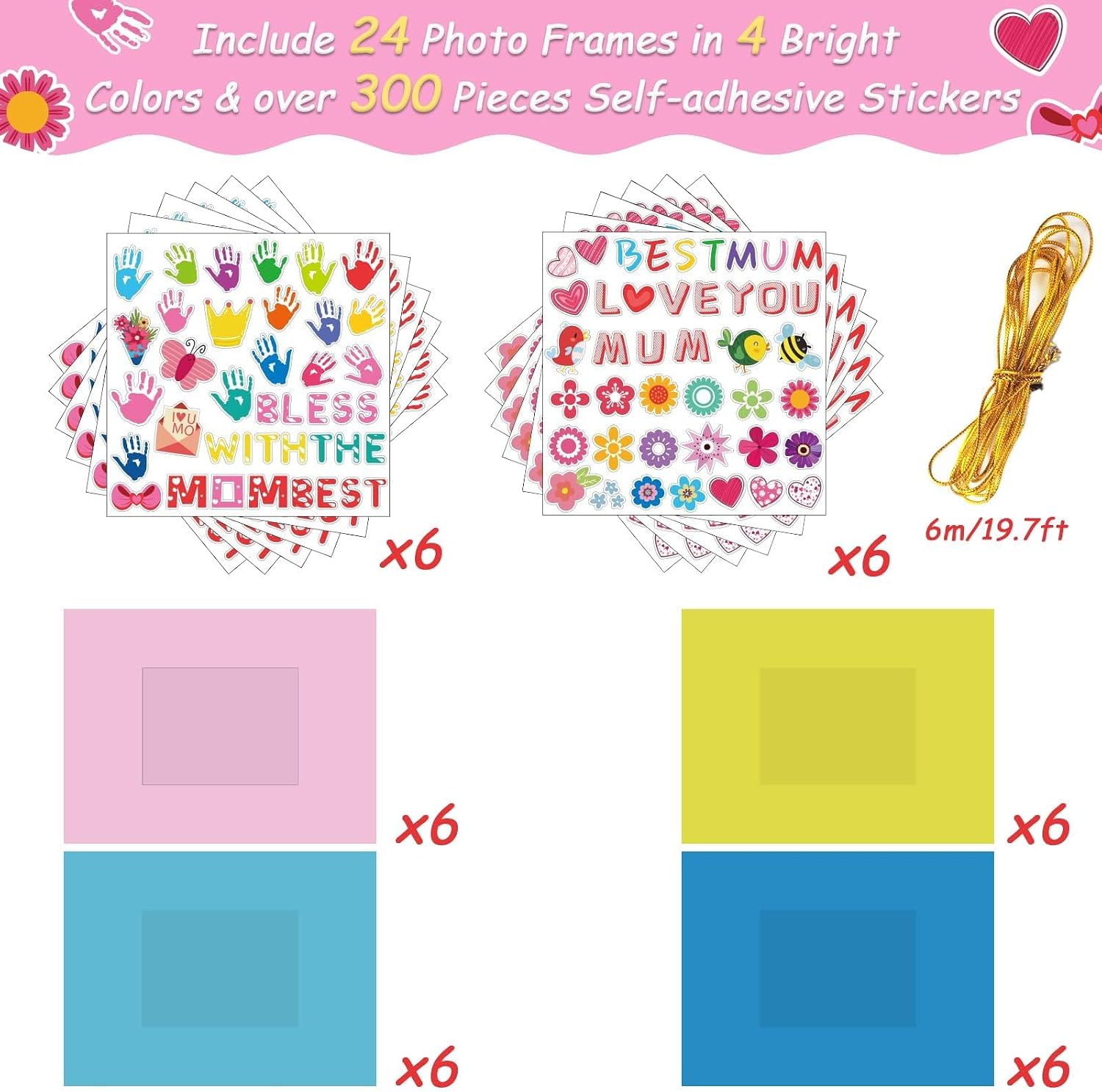 chiazllta 30 Packs Mother's Day Picture Frame Craft Kits for Mother's Daytime DIY Craft Flower Bee Butterfly Easter Art Favor Home Game Activities Bulletin Board Decoration image 2