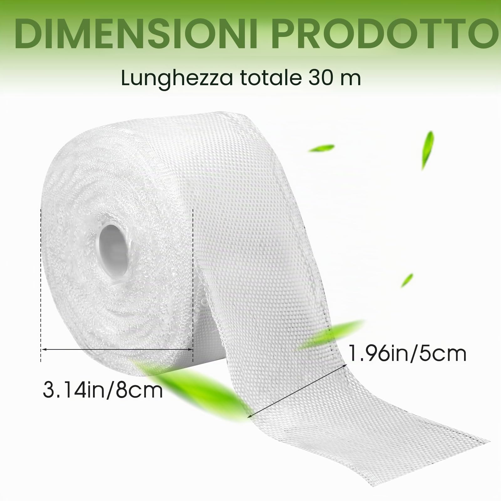 Nastro in fibra di vetro - 5 cm x 30 m - Mozeat Lens - Bianco - Tessuto in fibra di vetro - Riparazione del tessuto (non adesivo)