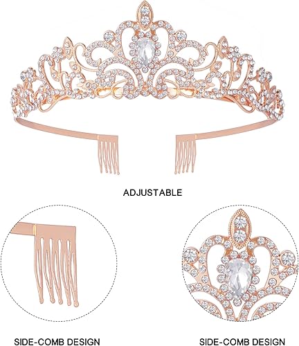 Miniatura 3 de Juego de decoraciones de cumpleaños número 16 para niñas banda de cumpleaños con diamantes de imitación de oro rosa, corona, velas, adornos para