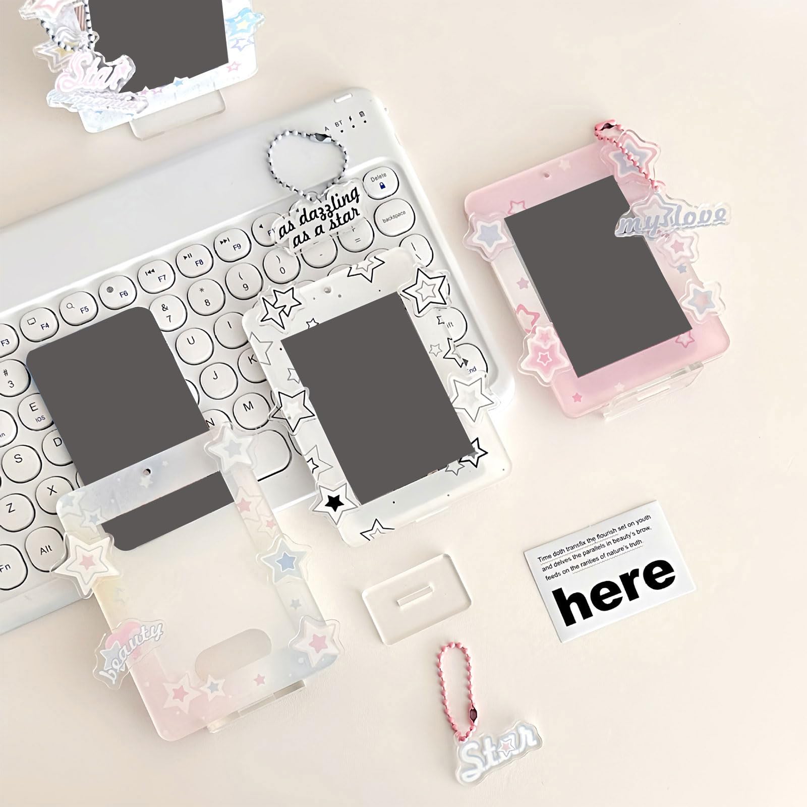 CHIUEAST Sweet Acrylic Photocard Frame - Photo Protection Desktop Decoration Display Stand - Star Series Card Holder Sleeve