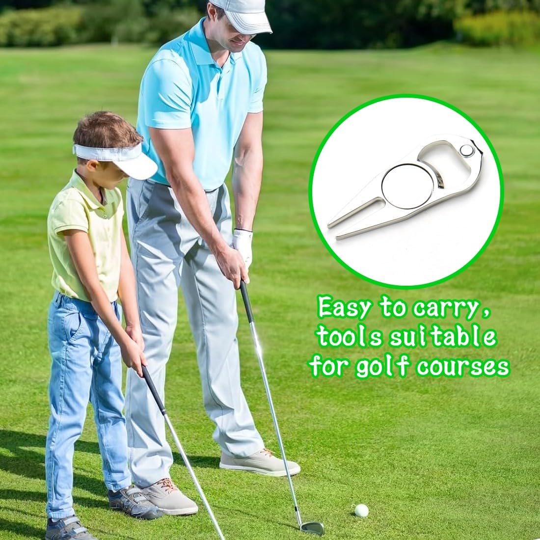 Herramientas De Restauración De Golf Arreglapiques Divot Pitch Fork Con Marcador Bola Magnética Portátil