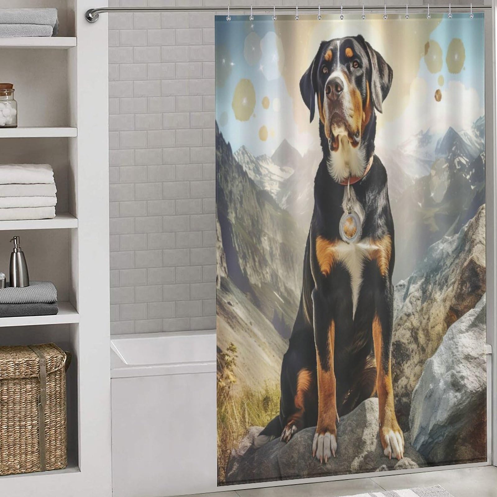 Rideau de douche motif chien pour égayer la baignoire des enfants et la salle de bain