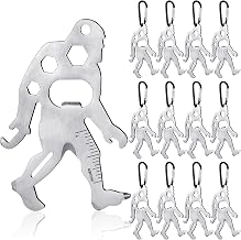 Cholemy 12 Pcs Credit Card Tool Novelty Christmas Stocking Stuffer Wallet Multitool Edc Gadget Friendship Bigfoot Sasquatch Elephant Gift Small Hand Carabiners Tool for Men Birthday(Ape-man,Silver)