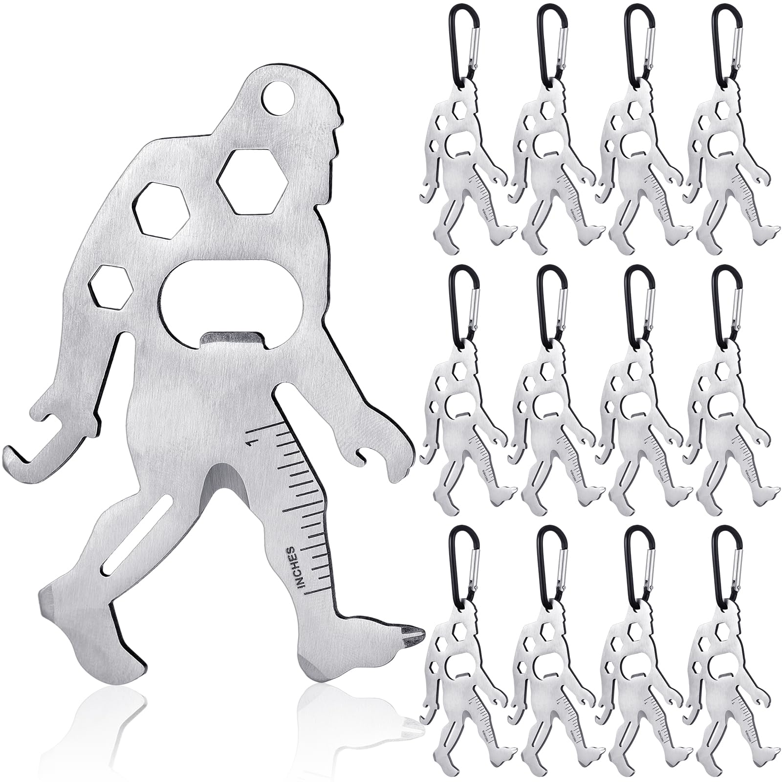 Cholemy 12 Pcs Credit Card Tool Novelty Stocking Stuffer Wallet Multitool Edc Gadget Friendship Bigfoot Sasquatch Elephant Gift Small Hand Carabiners