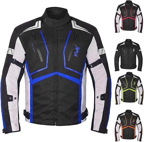 Miniatura 8 de HWK Chaqueta de motocicleta para hombres y mujeres Scorpion con tela Cordura para enduro, motocross, conducción de motocicleta, Rojo, Grande