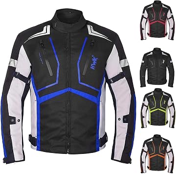 HWK Motorcycle Jacket for Men and Women Scorpion with Cordura Fabric for Enduro Motorbike Riding and Armor Foam Padding for Impact Protection, Dual Sport Motorcycle Jacket - Blue, Small