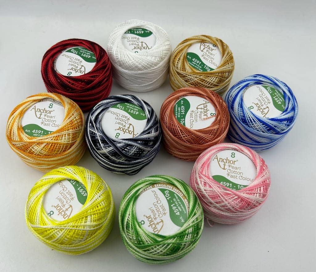 10 Gomito Di Filato Di Cotone Per Uncinetto – Colori Assortiti, 8, 10g Cadauno, 90m