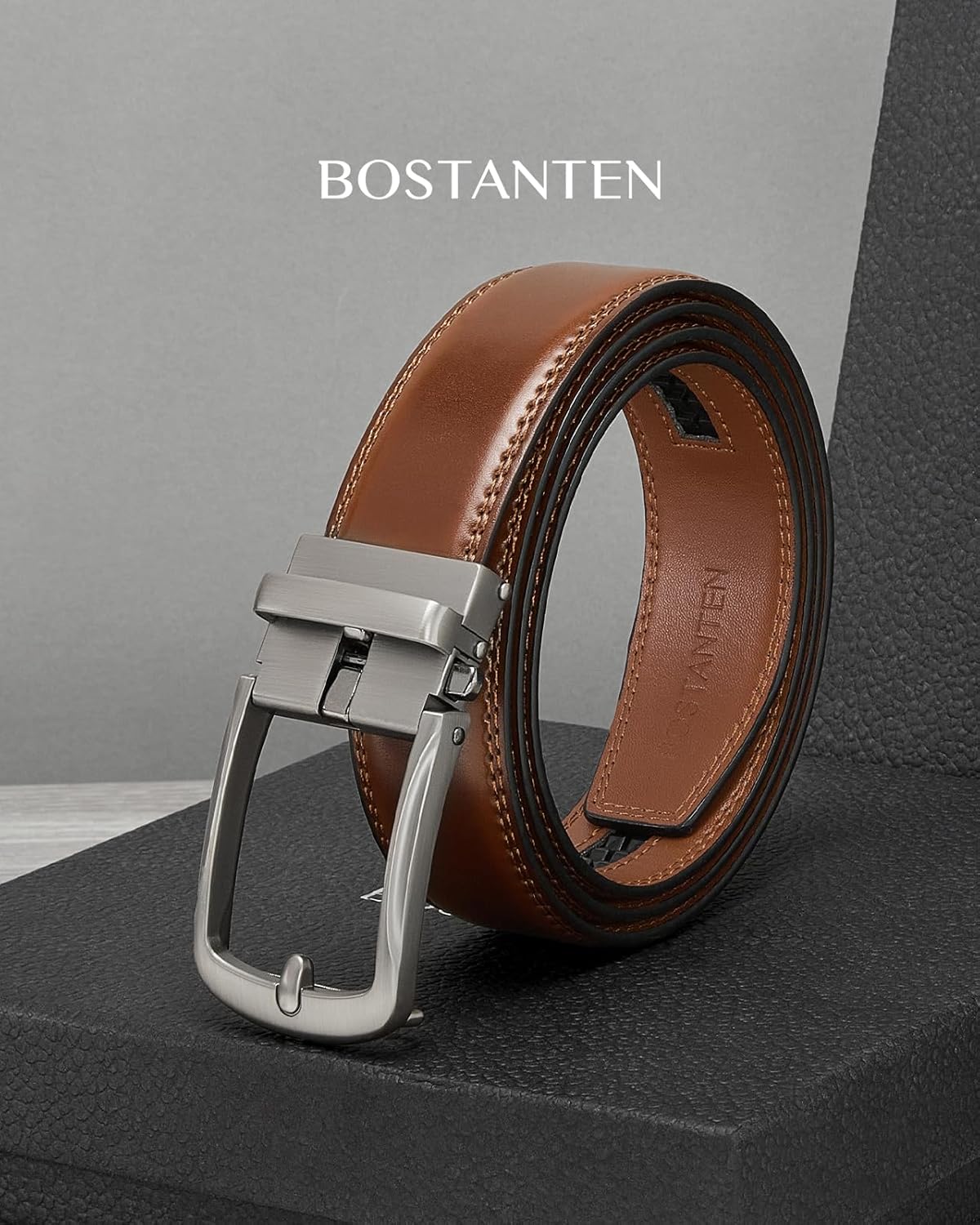 BOSTANTEN Belt Men Leather Reversible Belts for Men 1 3/8" for Casual Golf Dress Pants, Two-in-One Belt Gift - Image 5