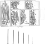 Nail Assortment Kit Finishing Nails 5 Sizes Picture Hanging Nails for Hanging Pictures Wall Nails Hardware Nails with a Plastic Box for Pictures Hanging Woodworking DIY Silver 280 Pcs