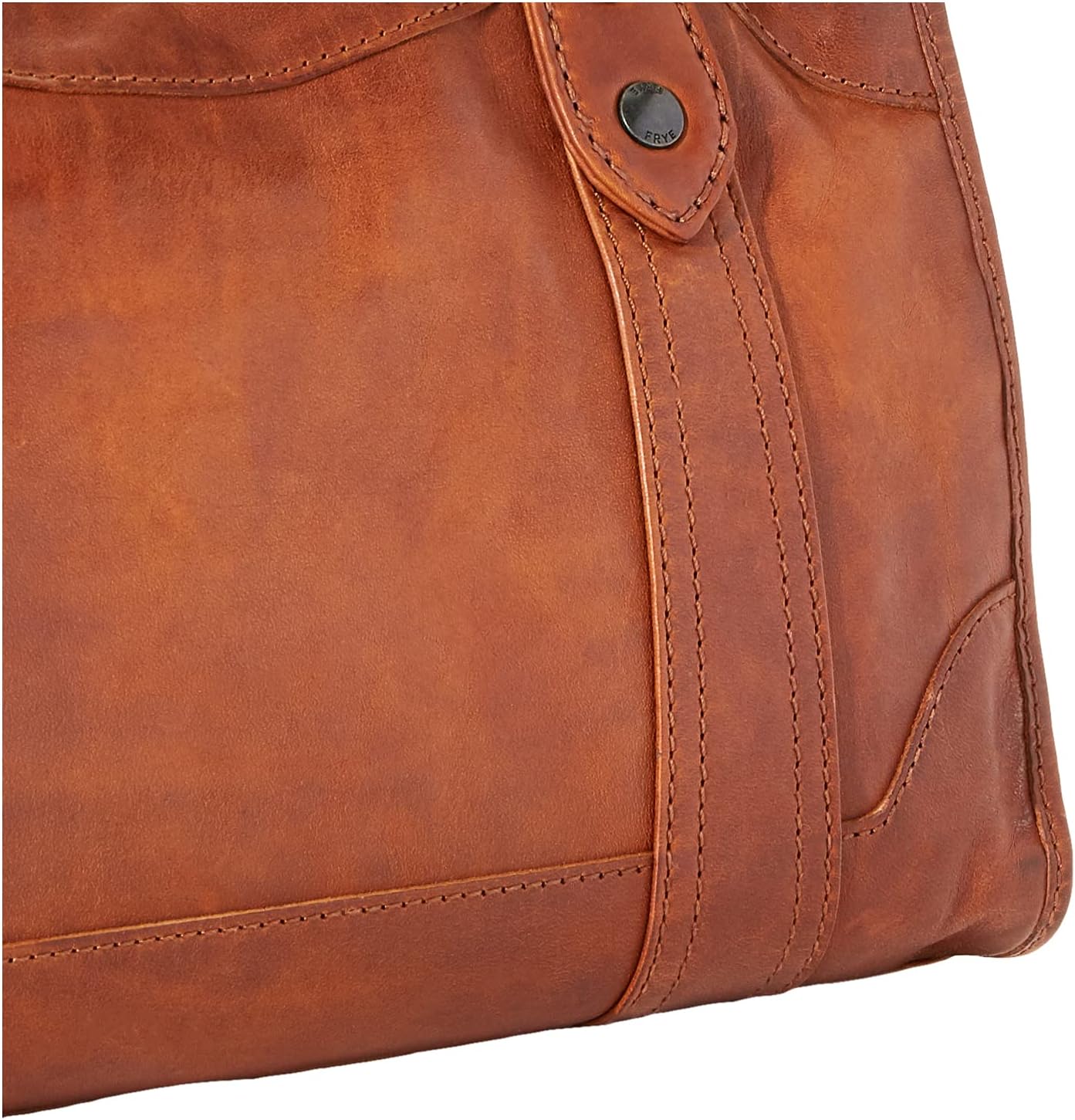 Frye Women's Melissa Zip Satchel Leather Handbag with Adjustable Shoulder Strap & Top Handle