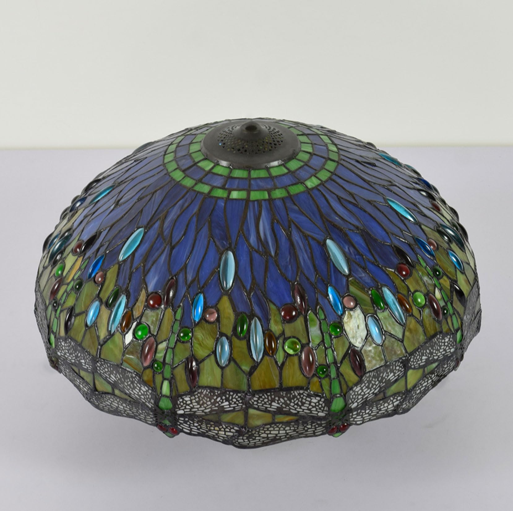 SaryEdge Tiffany Lamp Shade Replacement 20X10 Inch Stained Glass Dragonfly Rose Grape Baroque Style Lampshade Only with Cap fit for Table lamp Pendant Light Floor Lamp Ceiling Fixture,，Dragonfly B