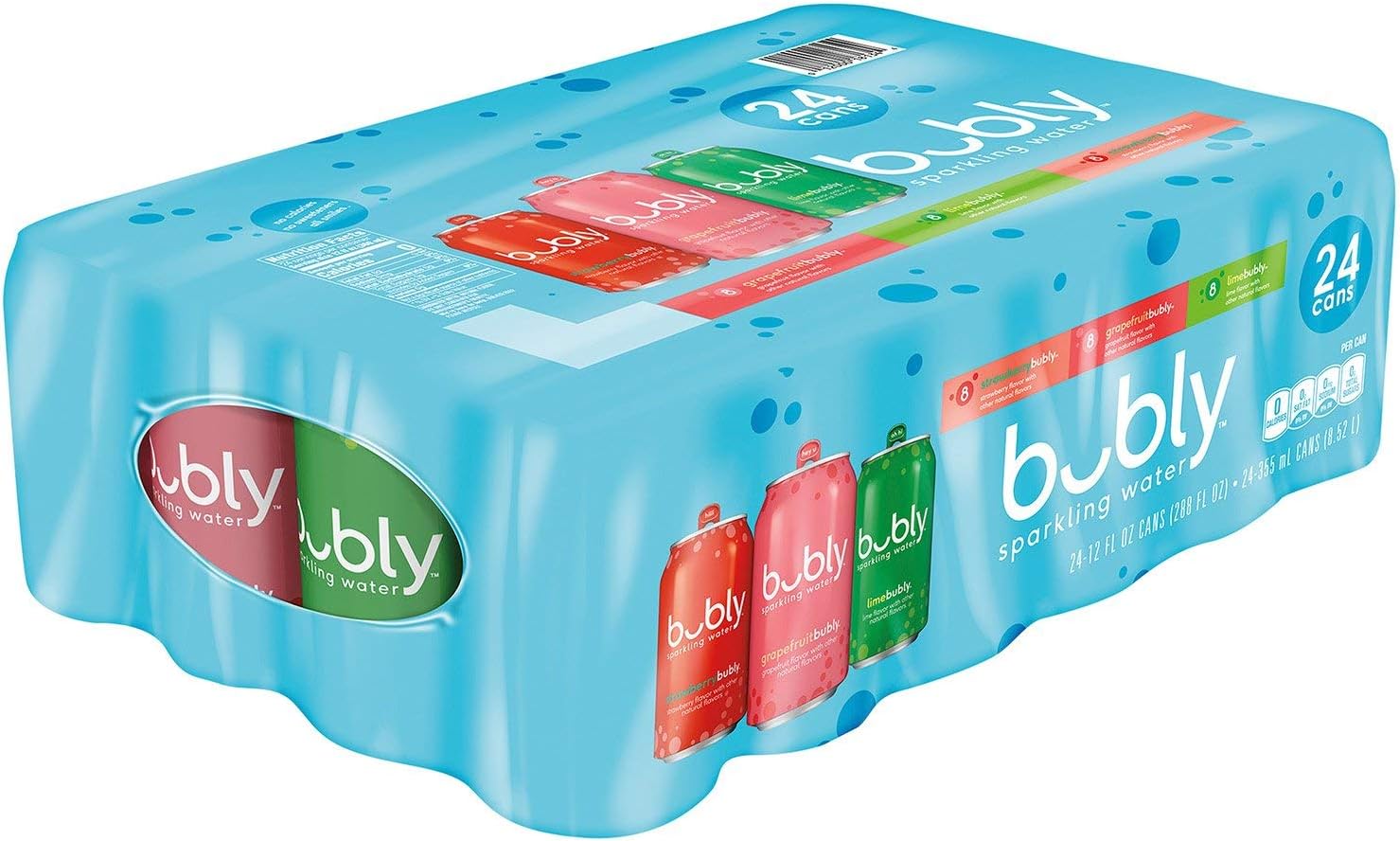 BublySparkling Water 3 Flavor Variety Pack (12 oz., 24 pk.)