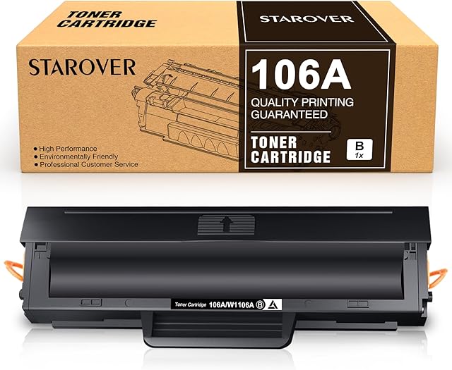 STAROVER Compatible for 106A Toner Cartridge with Chip Replacement for HP 106A W1106A for HP Laser 107w 107a 107r HP Laser MFP 135w 135a 135r 135wg HP Laser MFP 137fnw 137fwg (Black, 1-Pack)
