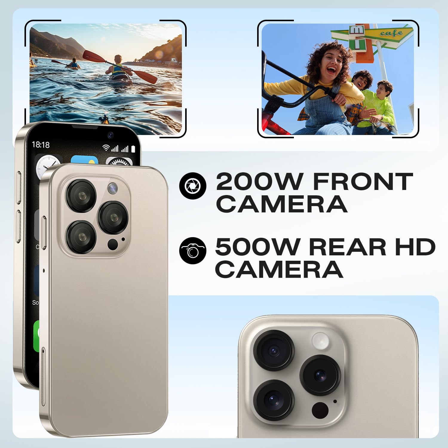 Mały smartfon XS18pro Odblokowany mini smartfon, wyświetlacz 3,0”, bateria 900 mAh, bardzo smukła obudowa, 5-megapikselowy aparat fotograficzny, najlepszy prezent dla dzieci (złoty)