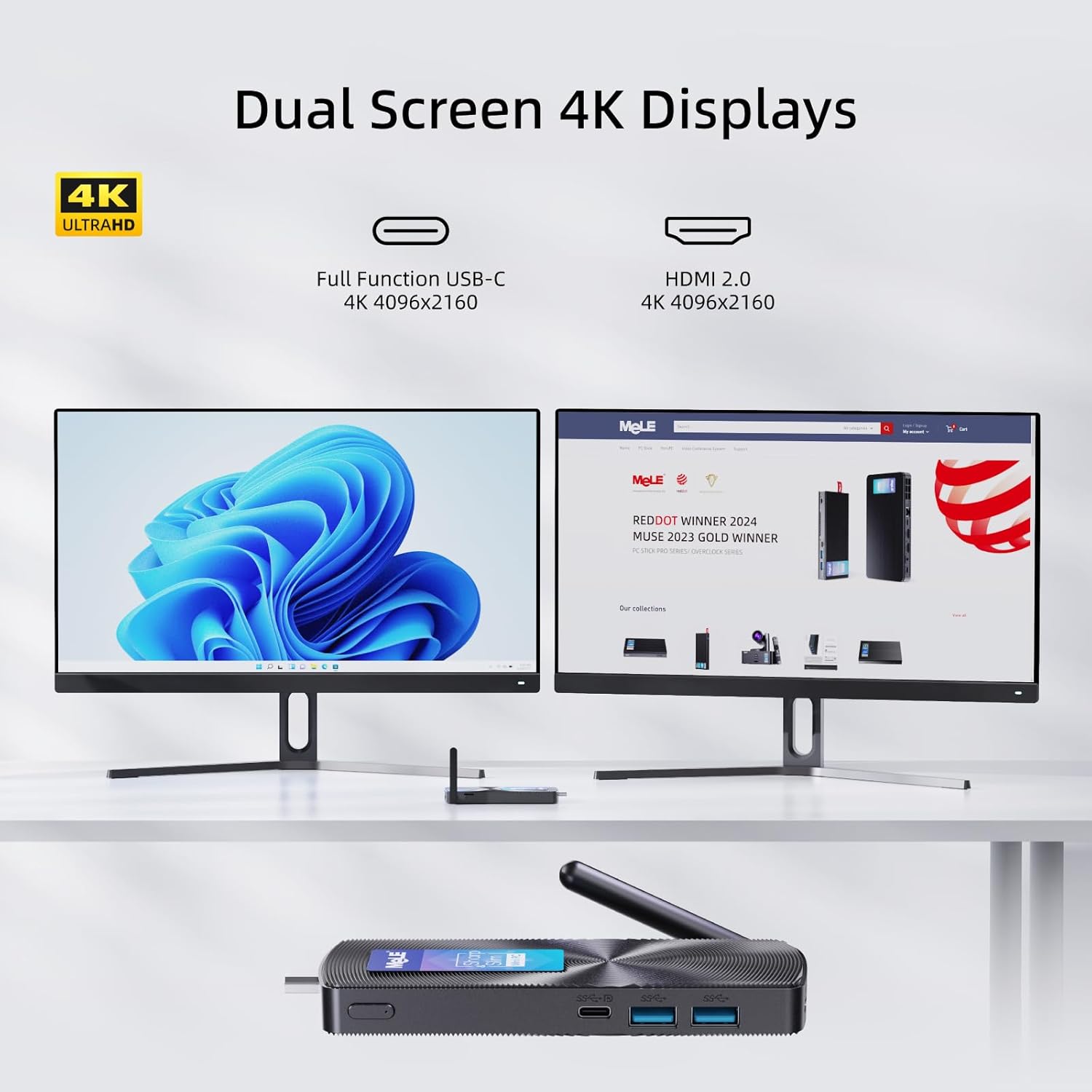 MeLE PCG02 Fanless Mini PC Stick Alder Lake N100(up to 3.4GHz) 8GB LPDDR4 128GB ROM Micro Desktop Computer Small Form Factor PC with Full Function USB-C, 2.4G/5.0G WiFi, 4K HDMI for Astrophotography - Image 6