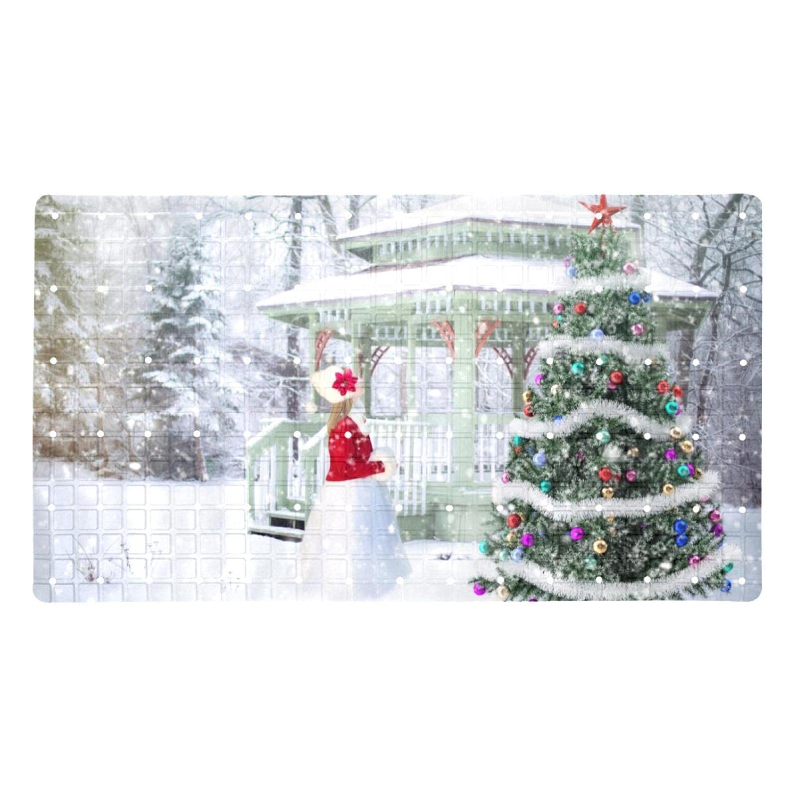 Alfombrilla de baño de nieve para árbol de Navidad con diseño premium antideslizante 71x40