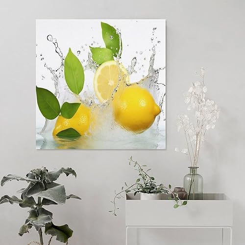 Miniatura 5 de Lienzo De Limón Para Pared, Cuadro De Frutas, Pintura De Agua Con Salpicaduras De Limón, Impresiones Artísticas De Verano Frescas Para Cocina,